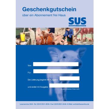 SUS Geschenkgutschein 6 Ausgaben